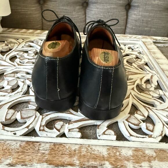 Santoni Black Leather Oxford Loafers Shoes Men’s 9 main image 10